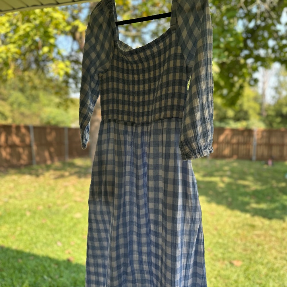 BEACHLUNCHLOUNGE Blue Plaid Midi Dress